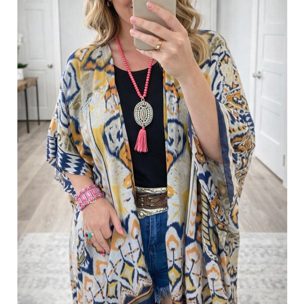 NWT Southern Stitch lightweight boho southwest fringe one size fits most kimono